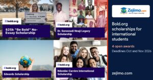 Bold.org scholarships for international students, 4 open awards, on Zejimo.com
