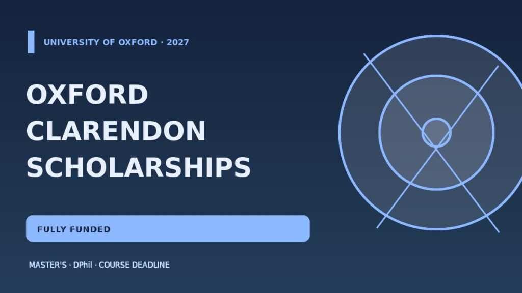 University of Oxford Clarendon Scholarships 2027 for fully funded master's and doctoral degree programmes