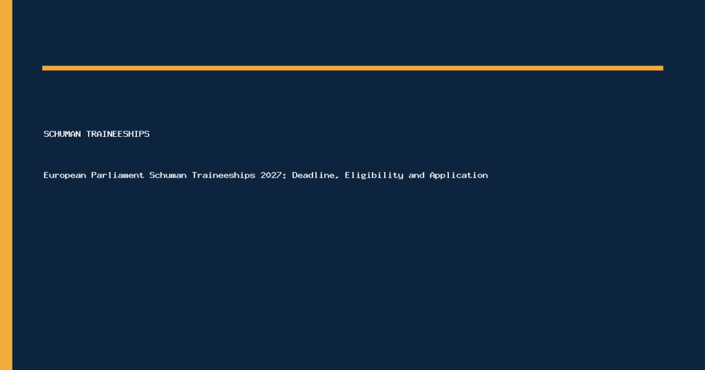 European Parliament Schuman Traineeships 2027: Deadline, Eligibility and Application