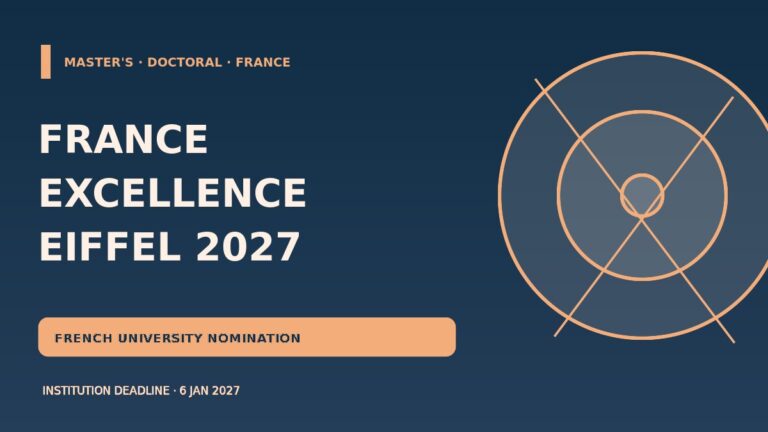 France Excellence Eiffel Scholarship 2027 for French university-nominated master's and doctoral students